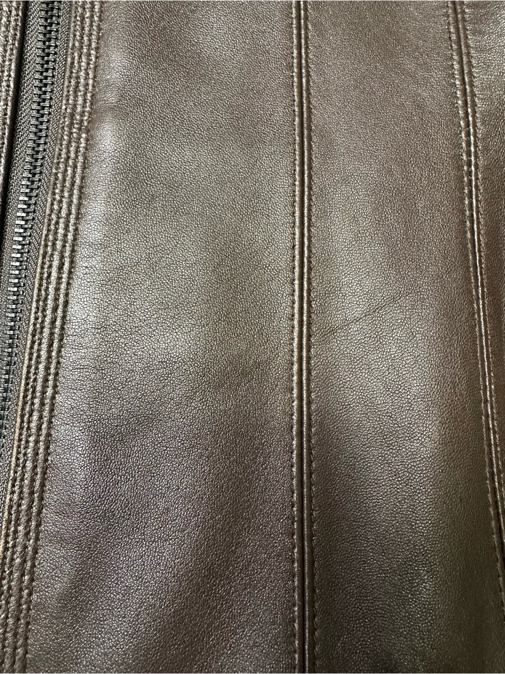 Jones New York Brown Leather Jacket with Embroidered Collar and Sleeves Size M - Picture 5 of 11